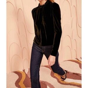 Ulla Johnson Marlene Velvet Blouse‎ Black Size 2 Noir